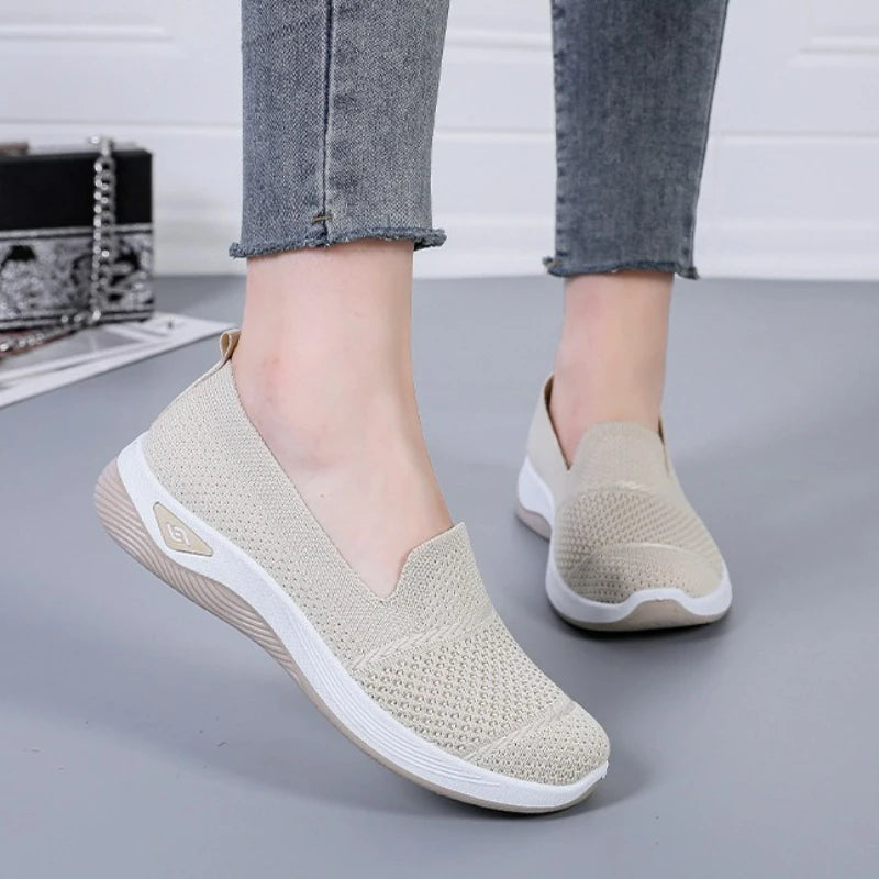 Women's Loafers Knitted Casual Shoes Lightweight Platform Sneakers Breathable Soft Sole Walking Shoes Slip on Wedges Women Shoes