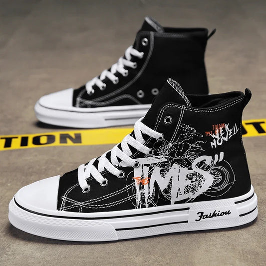 Men Shoes Vulcanize Canvas Shoes High Top Sneakers Casual Breathable Platform Shoes Man Trainers Tenis Masculino Chunky Sneakers