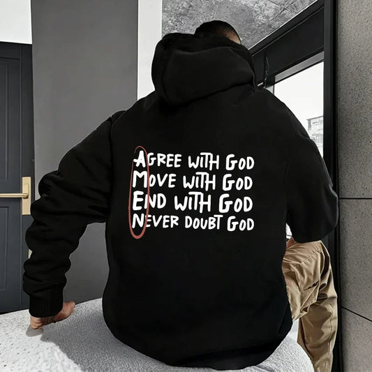2025 Hot Sale Christian God Printed Hoodie for Men High Quality All Season Pullover Hooded Long Sleeved Top Daily Casual Fashion