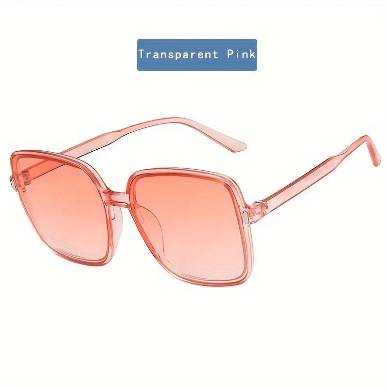 Ladies' oversized square glasses - retro circular gradient fashion glasses suitable for daily photography