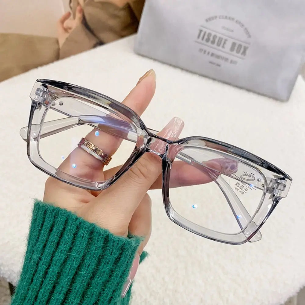 Large Frame Oversized Square Glasses Ins Flat Light Glasses Myopia Glasses Anti Blue Light Glasses Transparent Eyeglasses