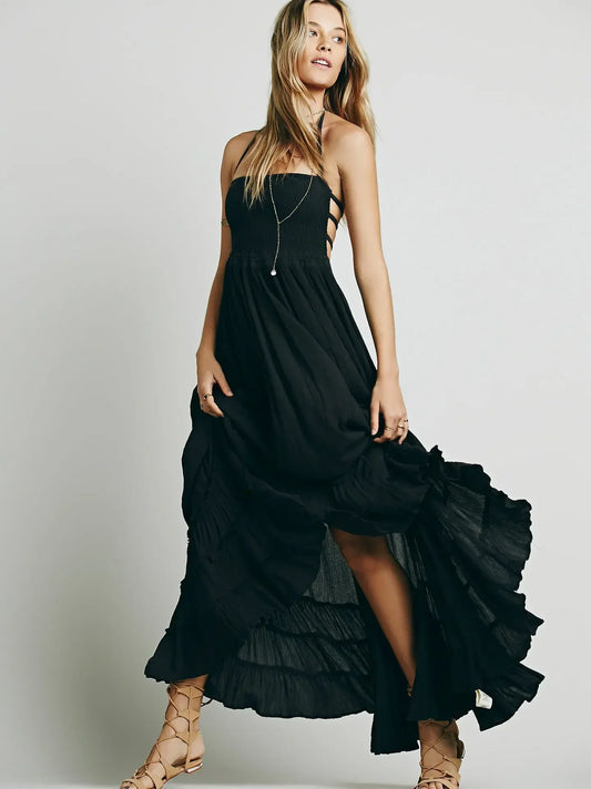 sexy backless sleeveless maxi dresses women vintage 2025 boho Beach wear summer dress long cotton Rayon Casual vestidos robe
