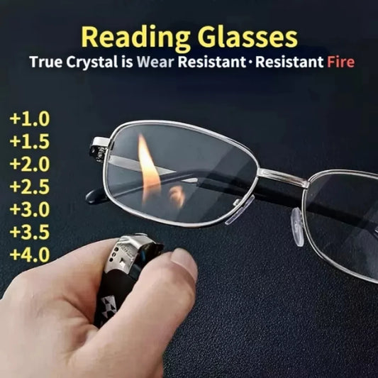 Real Glass Lens Reading Glasses Men Women Square Full Frame Presbyopic Glasses Anti-Scratch Diopter Eyewear +1.5 2.0 2.5