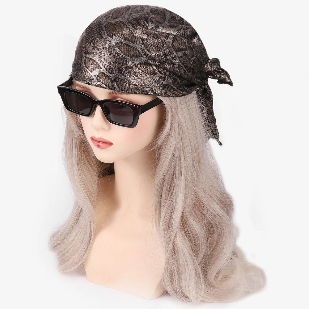 Headwear Y2K Snake Print Hair Scarf Soft Hip Hop Serpentine Hair Band Turban Square Snake Punk Bandana Girls