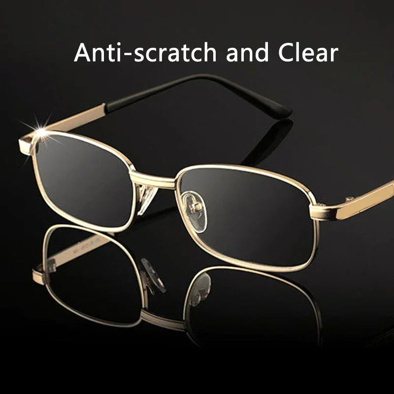Design Reading Glasses Men and Women Full-frame Alloy Clear HD Lenses Presbyopia Eyeglasses Impact Scratch Resistant 0 ~ +400