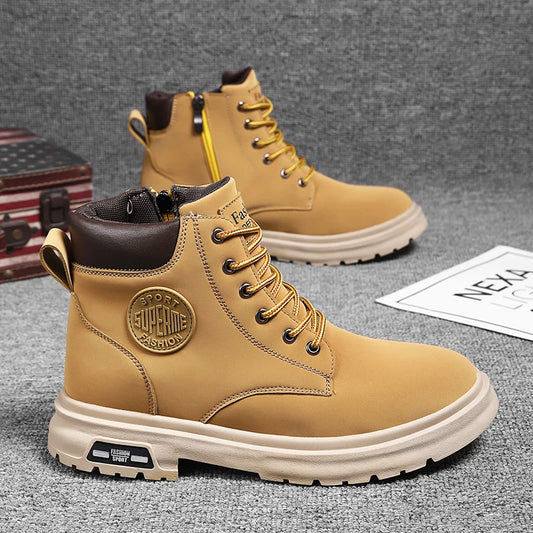 Ankle Boots Men Retro Work Shoes Autumn Winter Thick Bottom High Top Outdoor Boots Leather Waterproof High Quality Chelsea Boots