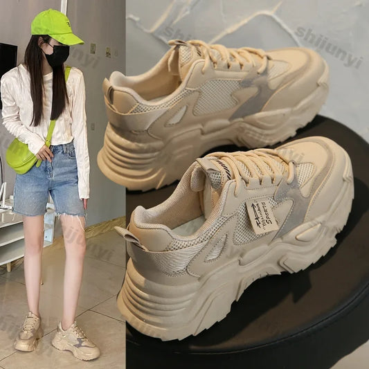 Chunky Platform Sneakers for Women Autumn New Fashion Thick Sole Vulcanized Shoes Woman Casual Non Slip Breathable Sports Shoes