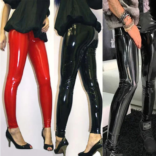 Women Pu Leather Black Pants Leggings High Waist Sexy Elastic Skinny Push Up Leggings Stretch Jeggings Women Legings Costumes