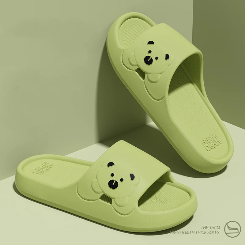 Fashion Women's Slippers Indoor Soft Sole Cartoon Bear Slides Bathroom EVA Outdoor Men Summer Beach Flip Flops Shoes Couple