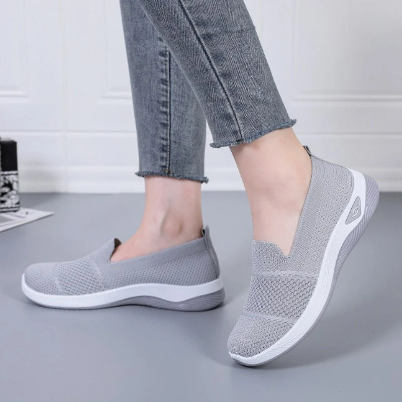 Women's Loafers Knitted Casual Shoes Lightweight Platform Sneakers Breathable Soft Sole Walking Shoes Slip on Wedges Women Shoes