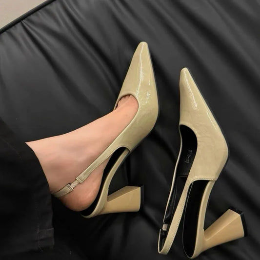 Block Heels Clear Sandals Female Shoe Chunky Girls Pointed Closed Fashion Comfort High Retro Open Pumps Scandals Toe Open Shoes