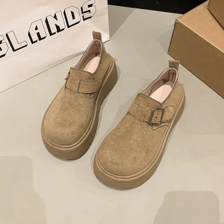 Petite Loafers Cute Slip-On Shoes for Women 2025 New Spring and Autumn Thick Sole Height Increasing Shoes