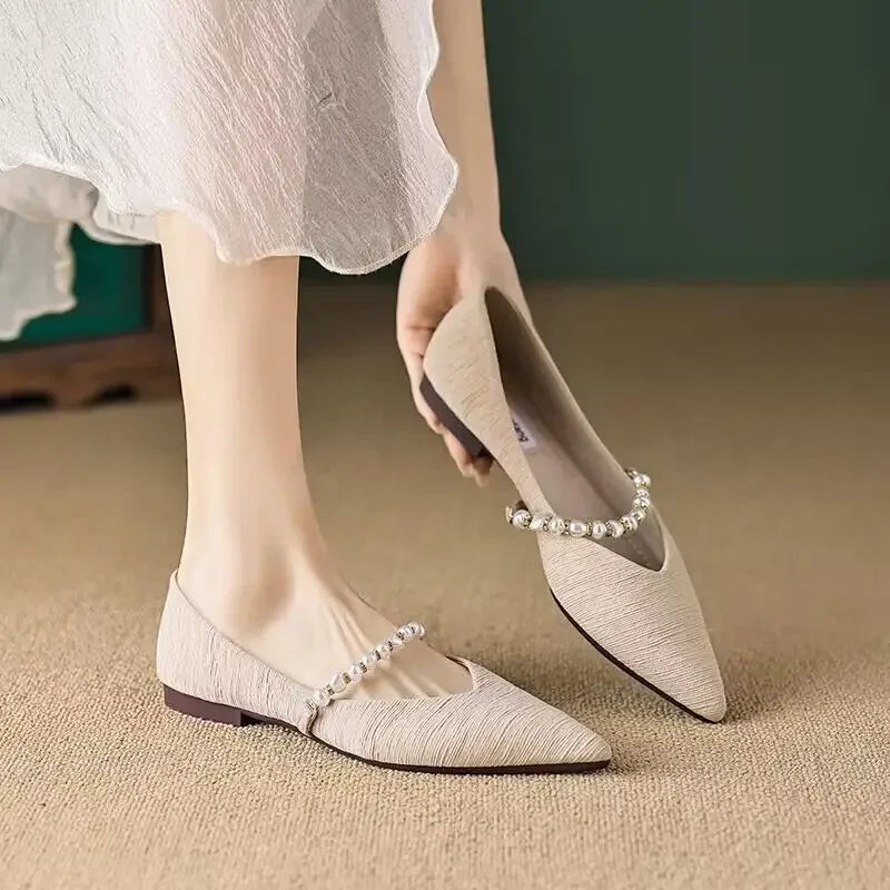 Pointed Toe Shoes for Women Lastest Woman Flats Pearl Wholesale Quick Delivery a Casual High Quality Fashion Beau Today