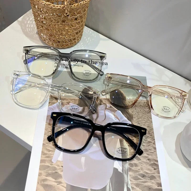 Light Frame Anti Blue Glasses Transparent Black Optical Glasses Women Men Square Eyewear Blocking eyeglasse Spectacle Eyeglasses