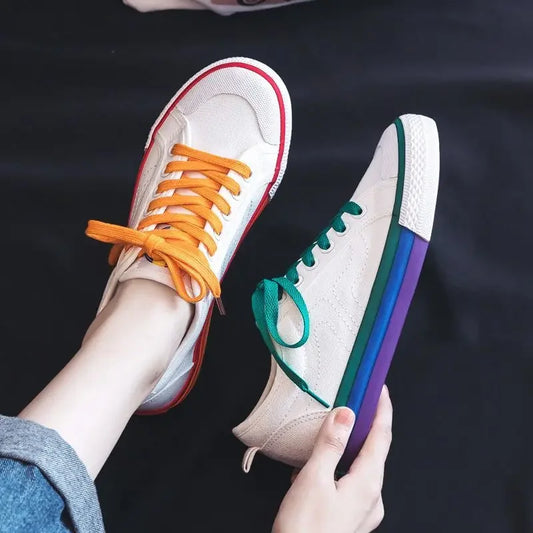 White Canvas Shoes for Women Spring Autumn Black Light On Sale High Quality Designer Luxury Stylish Casual Offer Woman Footwear