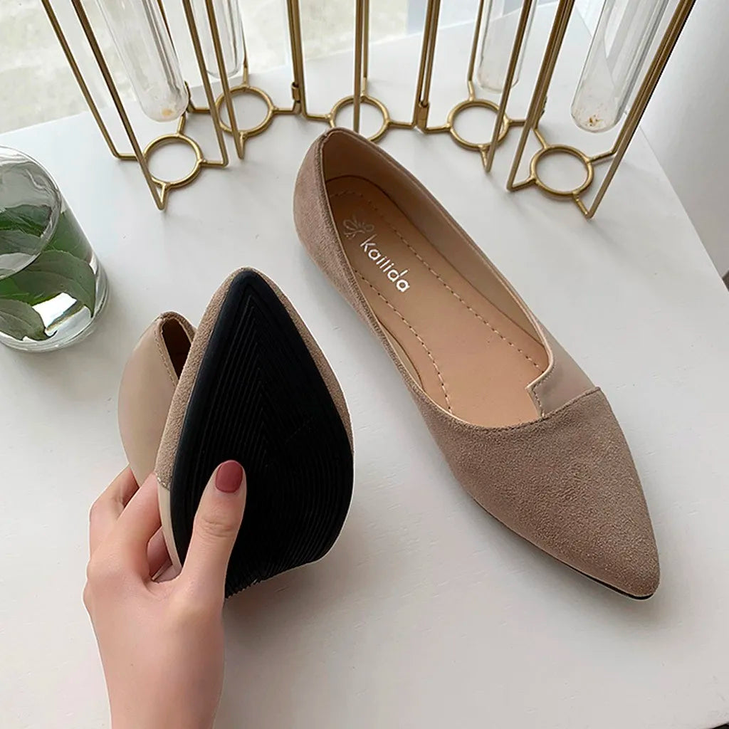 Women'S Pointed Toe Flat Shoes Solid Color Knitted Shoes Casual Breathable Ballet Flats Women Loafers Sneakers Zapatos De Mujer